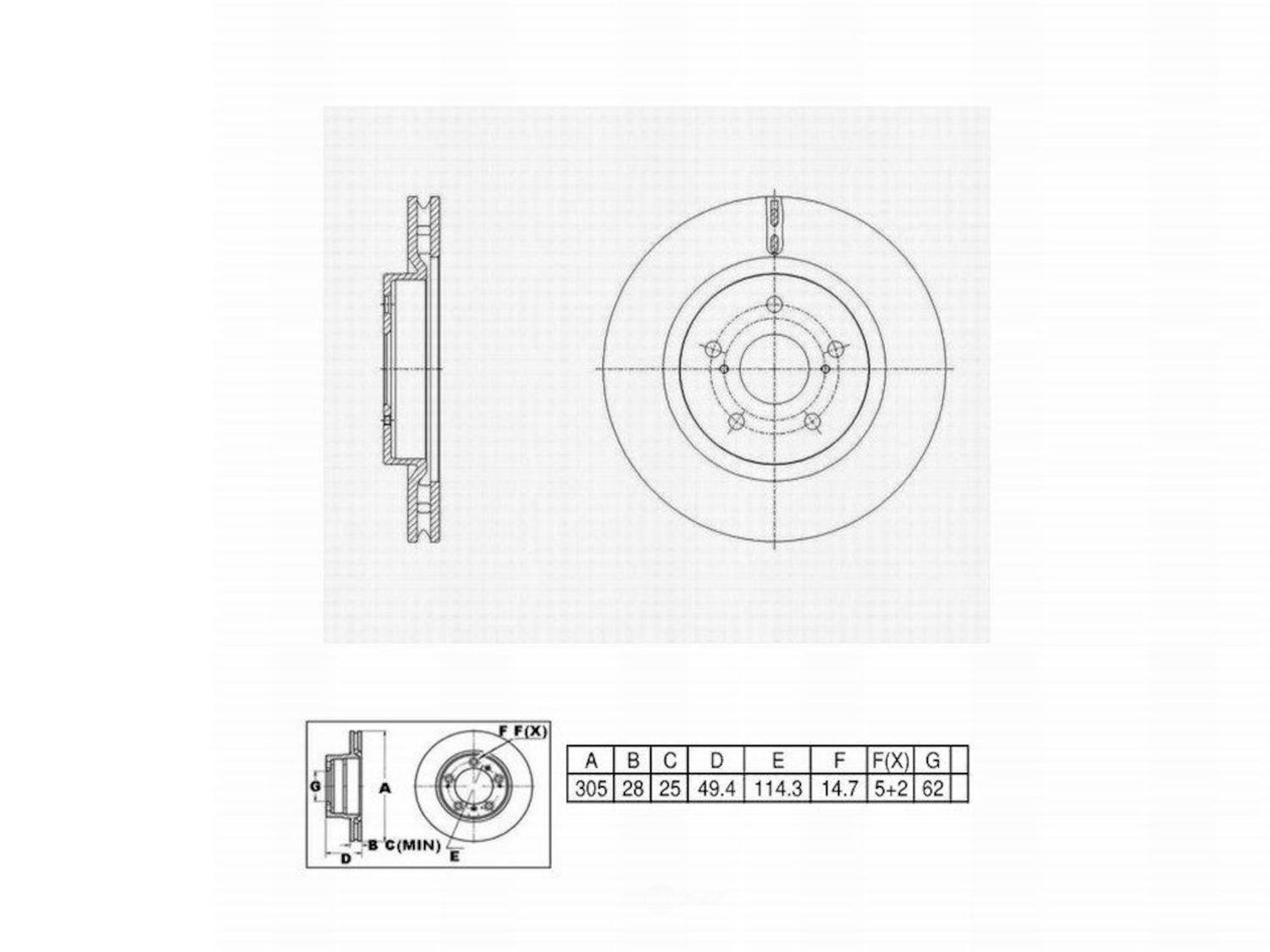 ULTRA HC - UltraHC Premium Disc Brake Rotor (Front) - UHC UR007554