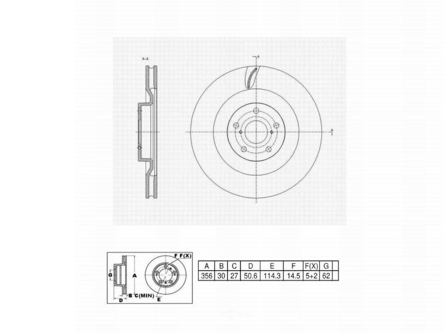 ULTRA HC - UltraHC Premium Disc Brake Rotor (Front Right) - UHC UR020716