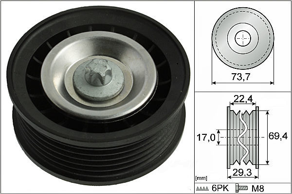 INA US - Accessory Drive Belt Idler Pulley - ZVN FP0784