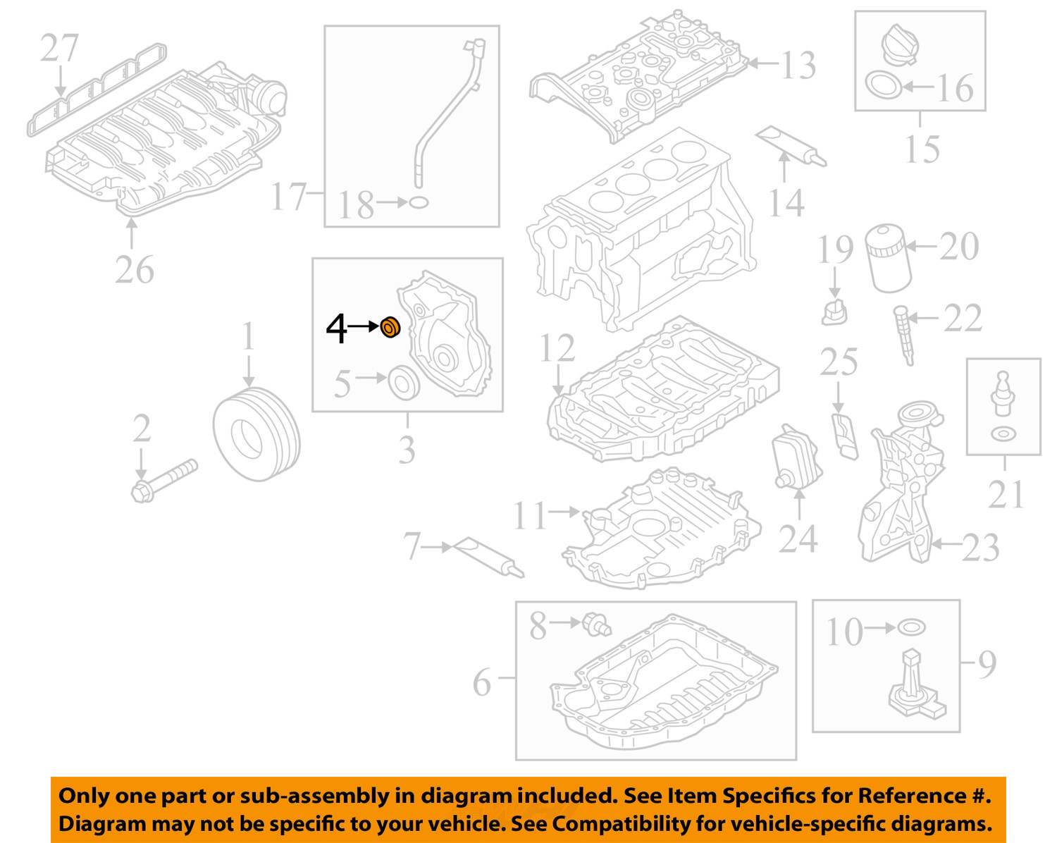 AUDI OEM 15-16 A3 Quattro Engine Parts-Timing Cover Plug 06H115418D