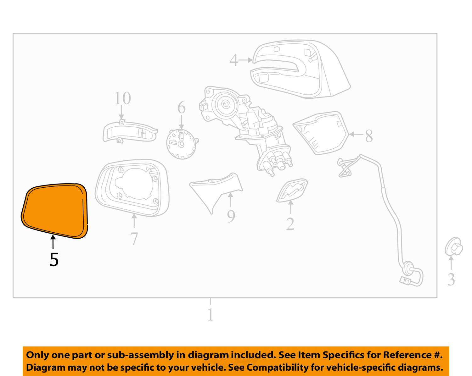 Fits 13-15 Encore 15-16 Trax Right Pass Heated Mirror Glass Lens w//out Spot Lens